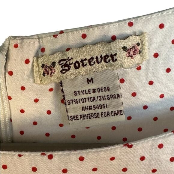 NWOT White Cotton Dress With Red Polka Dots - Picture 2 of 3